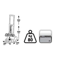 CARRELLO PORTAPACCHI SACCHI PALA PIEGHEVOLE PORTATA MAX 80Kg ALLUMINIO RIBIMEX