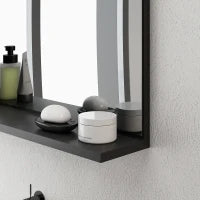 kleankin Specchio Bagno da Parete con Mensola Design Moderno e Multiuso, 60x12x40 cm, Nero