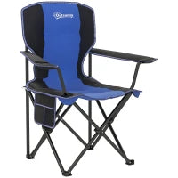 Sedia da Campeggio Pieghevole con Tasca e Portabicchieri con Borsa di Trasporto, Blu