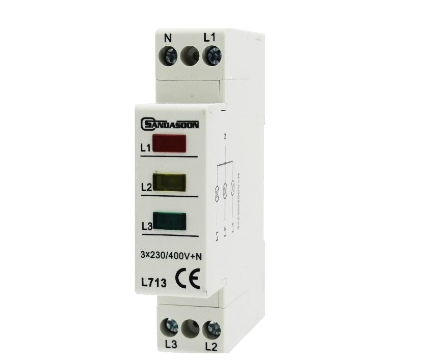 Indicatore Segnapalione Fase Led Tre R/G/V 230V 1M
