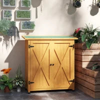 Armadietto da Giardino, Capanno degli Attrezzi in Legno, Resistente alle Intemperie con 2 Porte Tetto in Asfalto 110 x 55 x 117 cm, Giallo