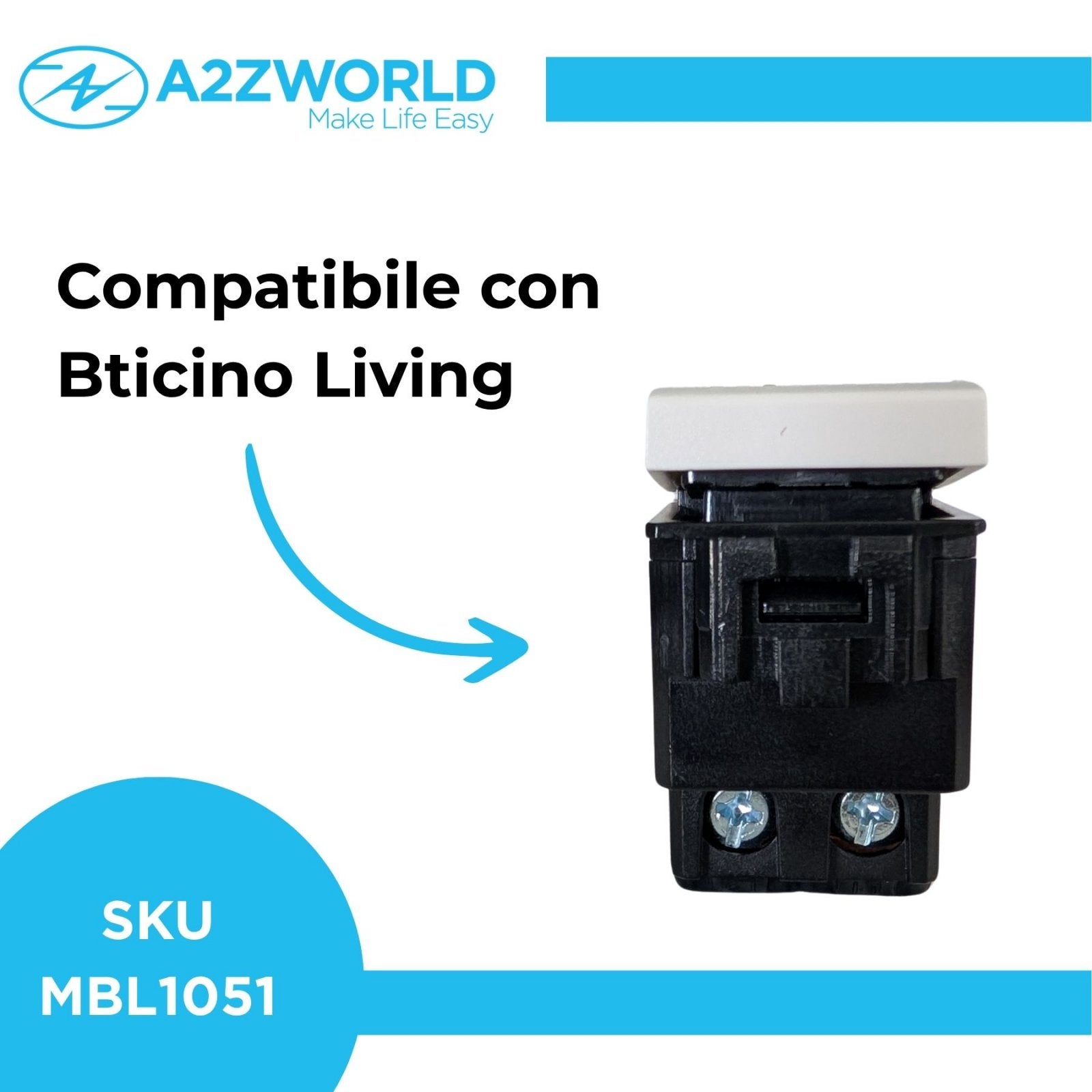 Interruttore Bipolare 2P 16A 220V MBL Bianco 1M Compatibile Bticino Living Light Illuminabile BLB0402