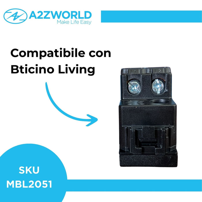 Interruttore Bipolare 2P 16A 220V MBL Nero 1M Compatibile Bticino Living International Illuminabile BLN0402