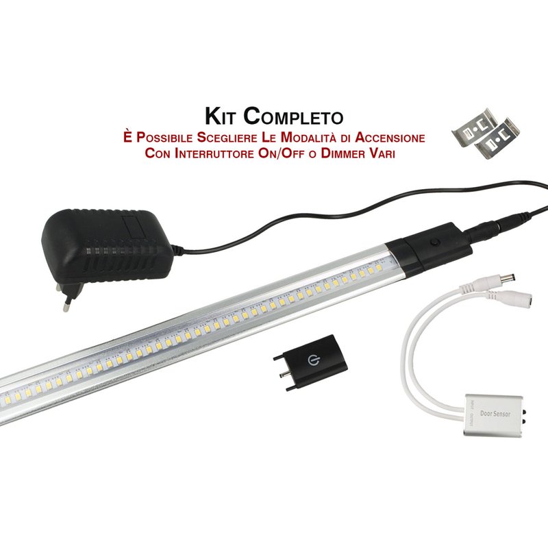 Interruttore Led Dimmer PWM Touch 12V DC 5A con 3 intensita per Barra Led Sottopensile Armadio Cucina Bagno