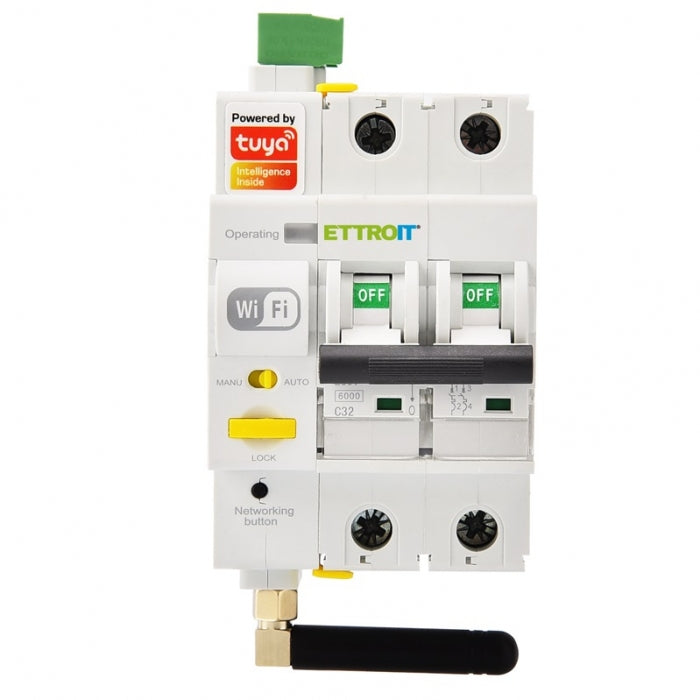 Interruttore Magnetotermico Smart C32A 2 Poli  WI FI Smartlife Tuya