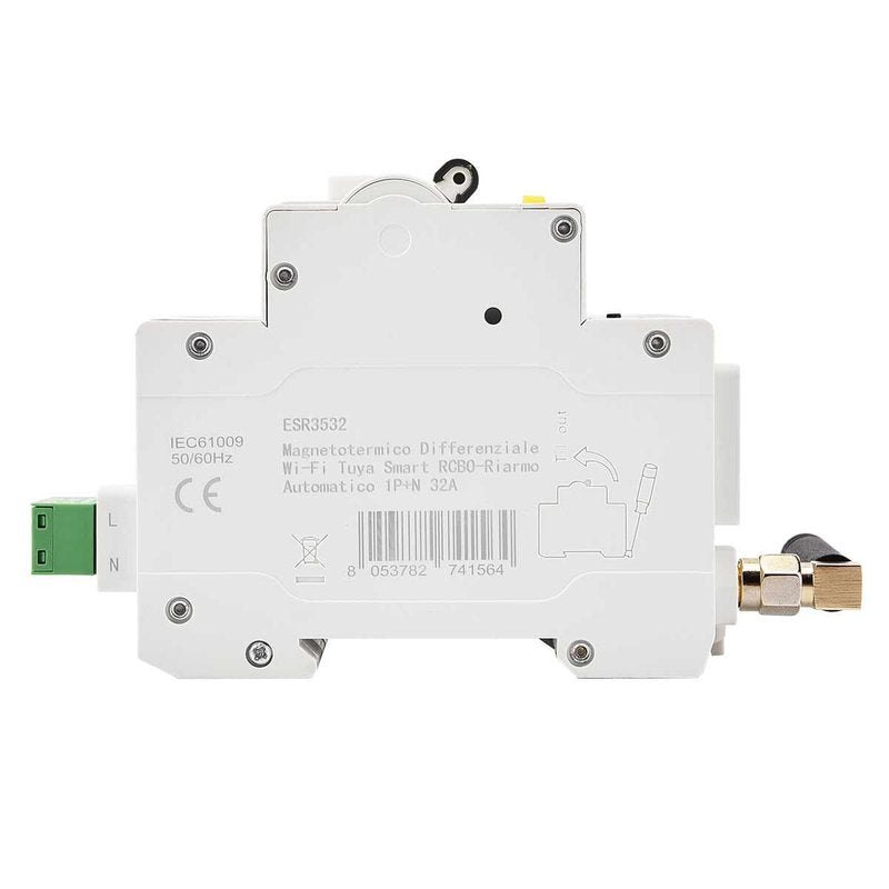 Interruttore Magnetotermico Differenziale Smart WIFI 1P+N 32A 230V/400V App TUYA Occupa 3 Moduli DIN