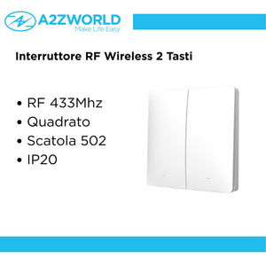 Interruttore RF Wireless Telecomando Senza Batteria 2 Tasti RF 433MHz Generatore Corrente Automatico 2 Tasti Quadrato Per Scatola 502 IP20 Bianco