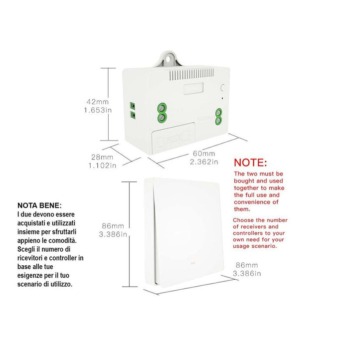 Interruttore RF Wireless Telecomando Senza Batteria Pila 1 Tasto Impermeabile IP65 Per Multi Ricevitori CL8220 Batteryless