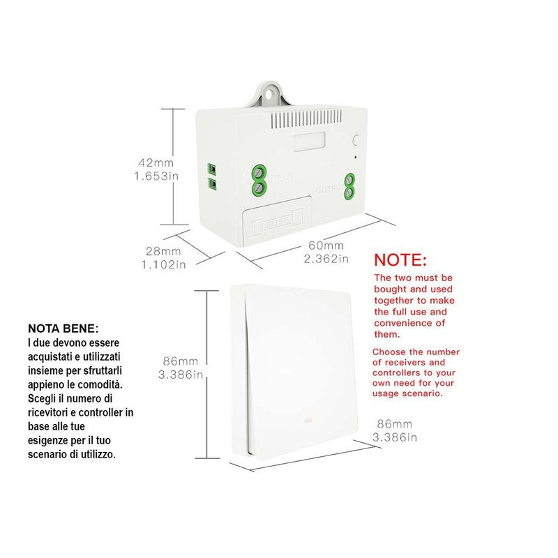 Interruttore RF Wireless Telecomando Senza Batteria Pila 1 Tasto Impermeabile IP65 Per Multi Ricevitori CL8220 Batteryless