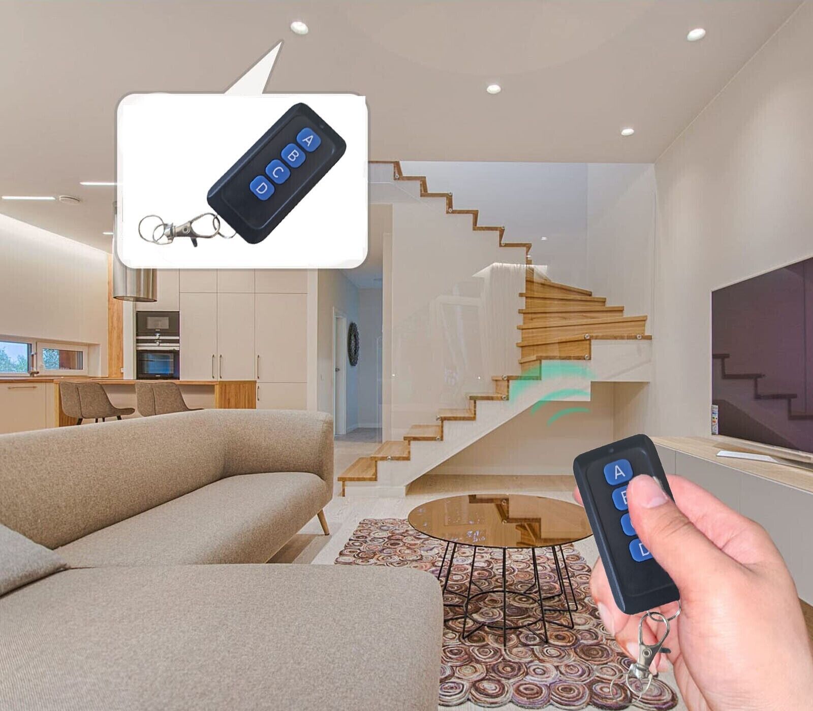 Interruttore Remoto Senza Fili Wireless Smart Switch 2 Telecomandi 433MHZ DW1125