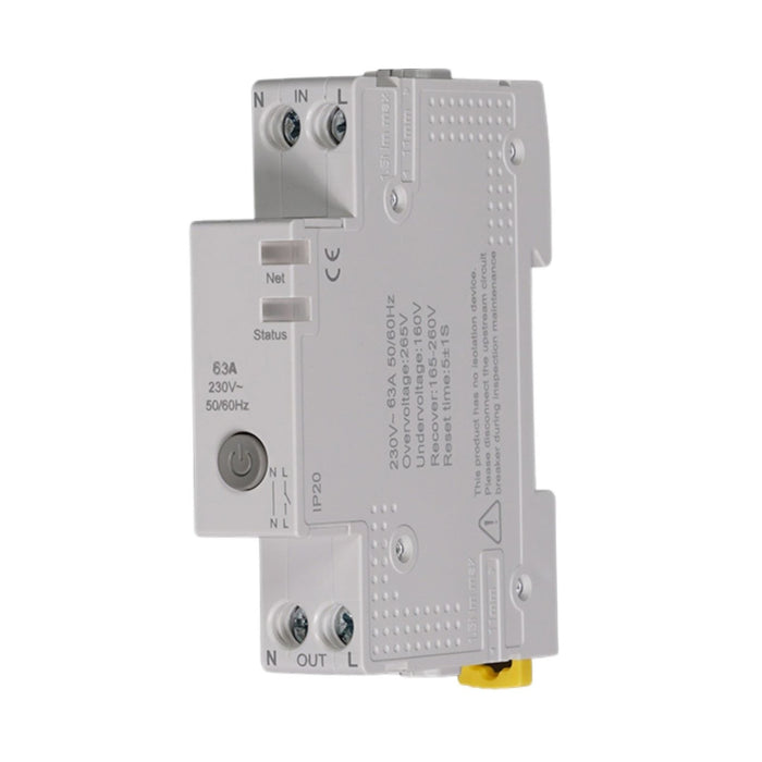 Interruttore WiFi Modulare 63A 220V, 1 Modulo DIN, Memoria, Controllo Remoto con App Tuya Smart Life, Monitoraggio Consumi in Tempo Reale, Compatibile Alexa e Google Home