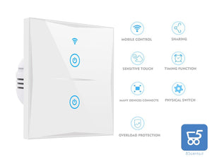 Interruttore a parete intelligente WIFI compatibile Amazon Alexa Google Home KS-601 colore bianco