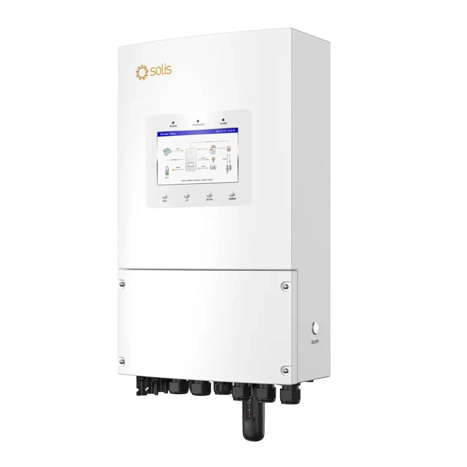 Inverter Fotovoltaico Solis Monofase Ibrido On-Grid/Off-Grid 6kW CEI 0-21 con Schermo LCD a Colori, WiFi e TA Inclusi Garanzia 10 Anni IP66 SKU-12223