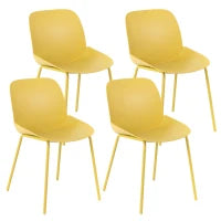 E-STYLO Sedia da pranzo in polipropilene senape e gambe in metallo senape, 55cm X 46cm H. 79cm.