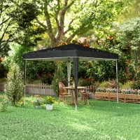Gazebo 3x3 m per 6-9 Persone ad Altezza Regolabile con Fori di Drenaggio, in Metallo e Tessuto Oxford Nero