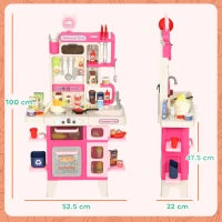 Cucina Giocattolo per Bambini 3-6 Anni con 104 Accessori, in PP, PE e ABS, 52.5x22x100 cm, Rosa