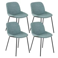 E-STYLO Sedia da pranzo in tessuto acquamarina e gambe in metallo nero, 57cm X 46cm H. 80cm.