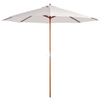 Ombrellone da Giardino 2.7x2.5 m con Palo Centrale in Legno, Impermeabile e anti UV, Beige