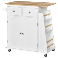 Carrello da Cucina Portaspezie a 3 Livelli e 4 Ruote in MDF e Truciolato, 89x45x89cm, Bianco