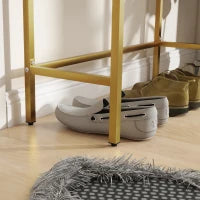 Consolle da Ingresso Moderna con 2 Cassetti e Gambe Dorate, 80x31.5x75cm, Bianco