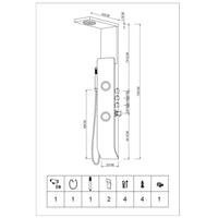 Colonna doccia tec alluminio bianco nero getti idro arredamento h150xl22 *** confezione 1