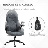 Sedia da Ufficio Ergonomica e Reclinabile ad Altezza Regolabile, 65.5x69.5x112-122 cm, Grigio Scuro