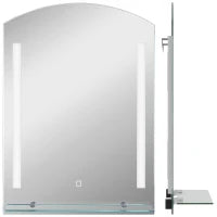 kleankin Specchio per Bagno con Luce LED Regolabile a 3 Colori e Mensola in Vetro, 50x12x70 cm, Argento