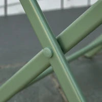 Set da Giardino 3 Pezzi Pieghevoli in Acciaio, 2 Sedie 42x50x81 cm e Tavolino Ø60x71 cm, Verde