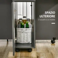 Tavolo Pieghevole da Pranzo in Truciolato con 2 Cassetti, 1 Armadietto, max. 6 Persone, 140x76x76 cm