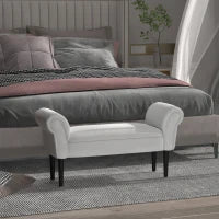 Panca Fondo Letto con Braccioli Arrotolati, Panca Imbottita per Camera da Letto, Grigio, 102x36x51cm