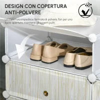 Mobile Scarpiera Modulare Salvaspazio, 6 Cubi 45x35x17 cm in Acciaio e PP, Bianco