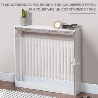 Copritermosifone a Doghe Moderno ed Elegante per la Casa, in MDF e Acciaio, 90x18x84cm, Bianco