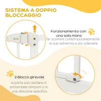 Cancelletto per Cani Estensibile con 4 Viti Regolabili, in Metallo e Plastica, 74-100x94 cm, Bianco