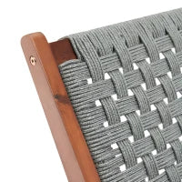 Poltrona da Giardino con Poggiapiedi, Sedia Relax in Legno di Acacia e Corda Rattan Sintetico, Naturale e Grigio