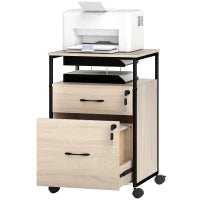 Cassettiera per Scrivania con 2 Cassetti e Ruote, per Formato Lettera A4 44x40x66,5 cm, Legno