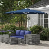 Ombrellone da Giardino ad Altezza Regolabile in Metallo e Poliestere, Ø292x242 cm, Blu Scuro