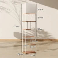 Lampada da Terra con Ripiani Temperature di Colore Regolabili 3000K-6500K Telecomando Lampadina E27 Legno naturale