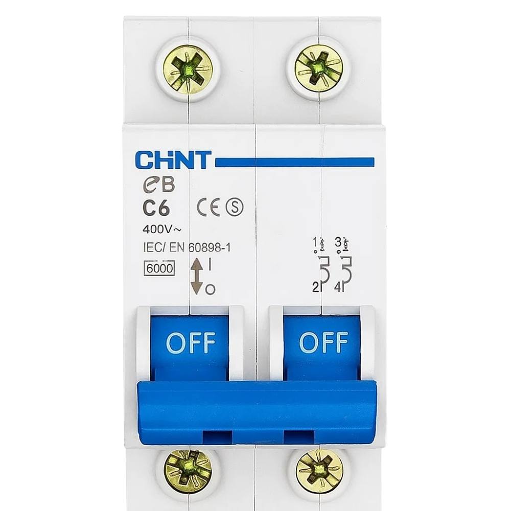 Chint interruttori magnetotermici 1p+n curva c 4,5ka serie eb 2 moduli *** ampere 6 ampere, confezione 1
