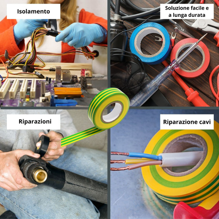Nastro isolante in pvc autoestinguente raytech per impianti elettrici e cablaggi *** colore giallo/verde, dimensioni ...