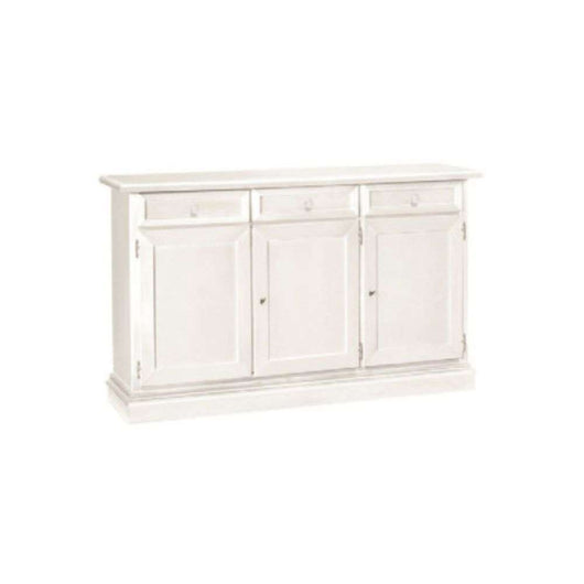 Credenza 3 ante 3 cassetti arte povera in legno massello e mdf con rifinitura in bianco 156x42x85 H