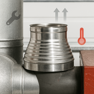 Aumento canna fumaria acciaio inox mono parete sp. 0,5 mm finitura ba lucida *** misura Ø 300/350 mm, confezione 1