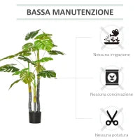 Monstera Pianta Artificiale per Interno ed Esterno, Pianta Finta Realistica con 20 Foglie, 120cm