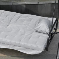 Dondolo da Giardino 3 Posti con Tetto Reclinabile Trasformabile Letto in Poliestere Crema 209cm x 114cm x 170cm