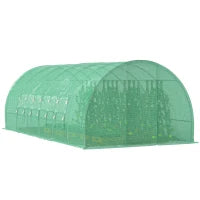 Serra per Orto a Tunnel con Porta e 8 Finestre, Serra da Giardino in PE e Metallo Zincato, per Coltivazaione Piante, 600x300x200cm