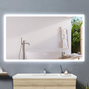 AICA Specchio da bagno a LED, Rettangolare 70 x 50 cm, Anti nebbia, Regolabile 3 LED di colore, Bluetooth