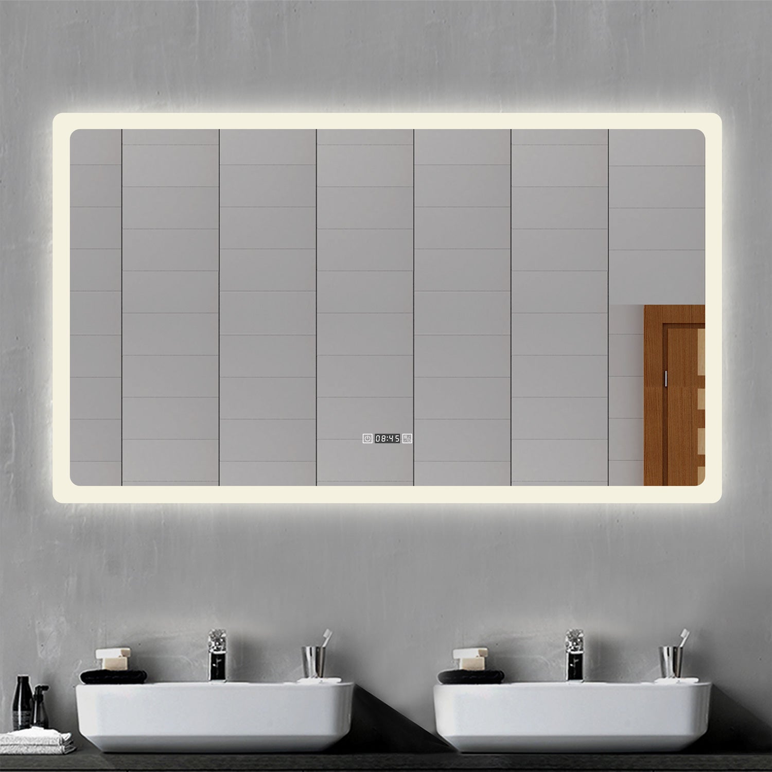AICA IT Specchio Da Bagno Rettangolare Da 120x70cm con LED, Antiappannamento, 3 Temperature Colore