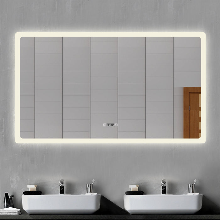 AICA IT Specchio Da Bagno Rettangolare Da 120x70cm con LED, Antiappannamento, 3 Temperature Colore