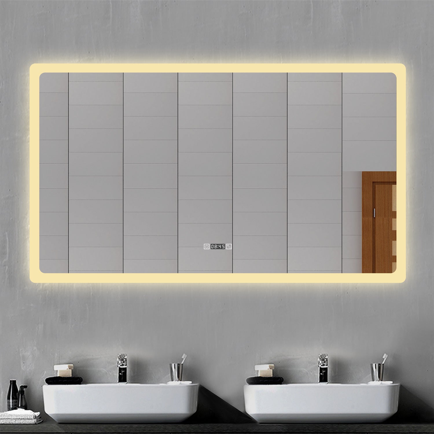 AICA IT Specchio Da Bagno Rettangolare Da 120x70cm con LED, Antiappannamento, 3 Temperature Colore