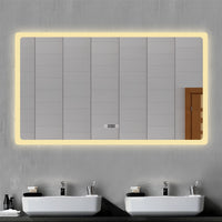 AICA IT Specchio Da Bagno Rettangolare Da 120x70cm con LED, Antiappannamento, 3 Temperature Colore