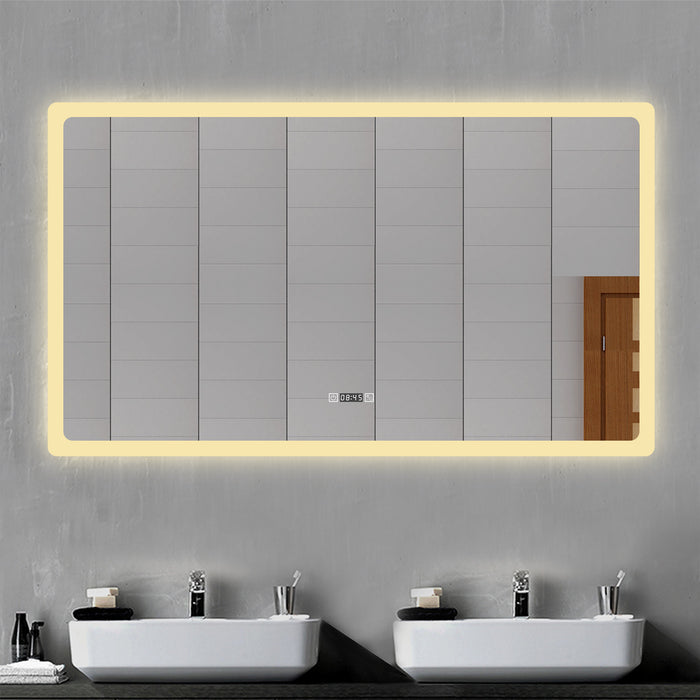 AICA IT Specchio Da Bagno Rettangolare Da 120x70cm con LED, Antiappannamento, 3 Temperature Colore